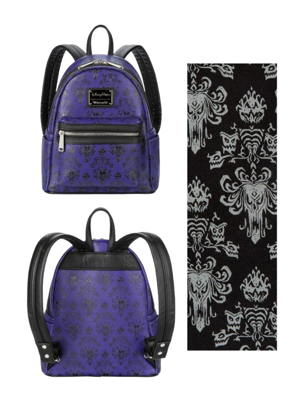 Disney Parks Loungefly X Purple Haunted Mansion Wallpaper Mini Backpack